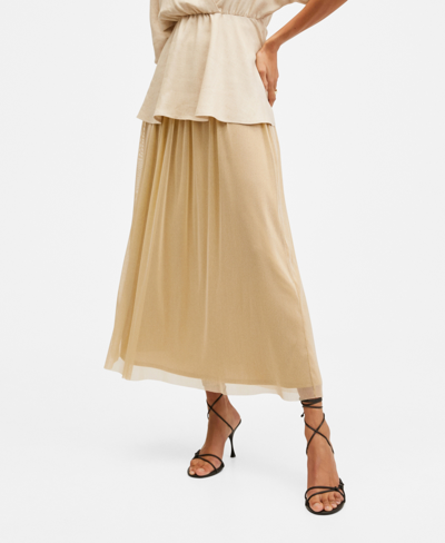 Shop Mango Women's Metallic Tulle Skirt In Gold-tone