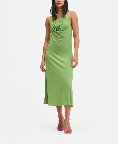 Shop Mango Women's Halter Neck Dress In Green