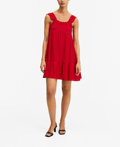 Shop Mango Women's Textured Ruffled Dress In Red