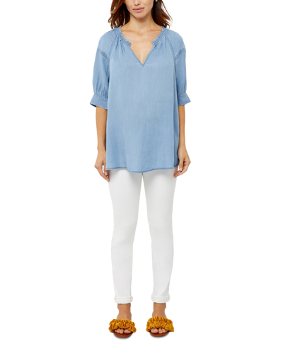 Shop A Pea In The Pod Chambray Peasant Maternity Top