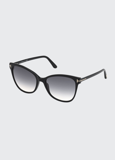 Shop Tom Ford Ani Oversized Acetate Cat-eye Sunglasses In Black