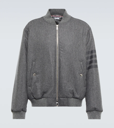 Shop Thom Browne 4-bar Wool And Cashmere Down Jacket In Med Grey