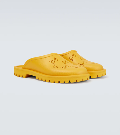 Shop Gucci Gg Rubber Mules In Sunset Yellow