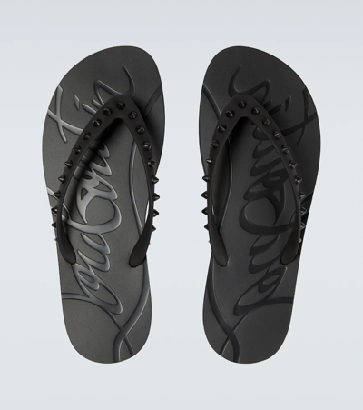 Shop Christian Louboutin Loubi Flip Thong Sandals In Black