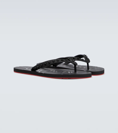 Shop Christian Louboutin Loubi Flip Thong Sandals In Black