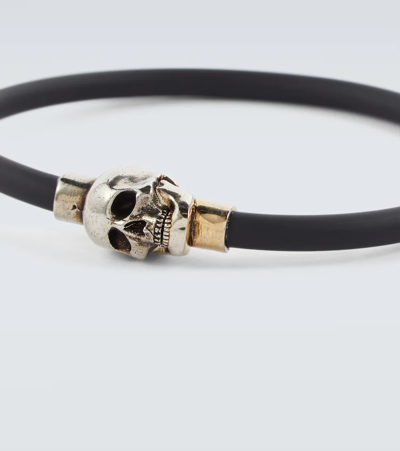 Shop Alexander Mcqueen Skull Rubber Bracelet In Natural/a.silver