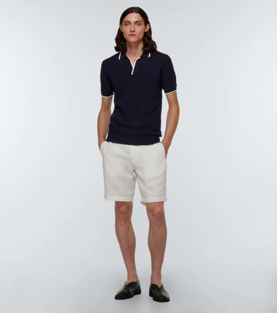 Shop Orlebar Brown Horton Wool Polo Shirt In Navy