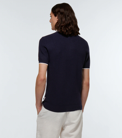 Orlebar Brown Horton Tipped-collar Merino-wool Polo Shirt In Navy