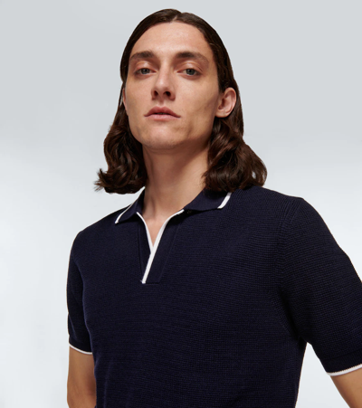Orlebar Brown Horton Tipped-collar Merino-wool Polo Shirt In Navy