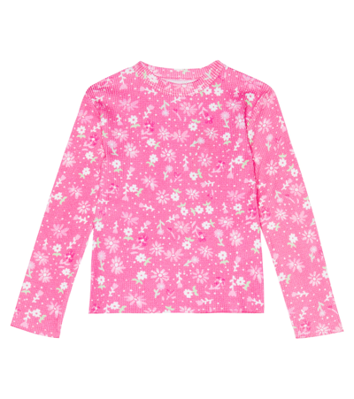 Erl Floral-print Waffle-knit Cotton T-shirt In Floral 1