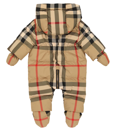 Shop Burberry Baby Vintage Check Padded Onesie In Archive Beige Ip Chk