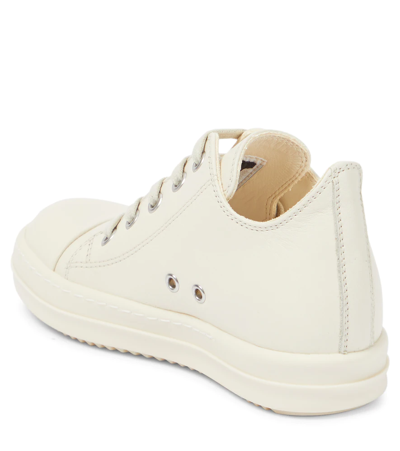 Shop Rick Owens Strobe Leather Sneakers In Milk/milk/milk