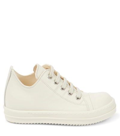 Shop Rick Owens Strobe Leather Sneakers In Milk/milk/milk