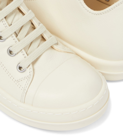 Rick Owens Strobe Leather Sneakers In Milk/milk/milk