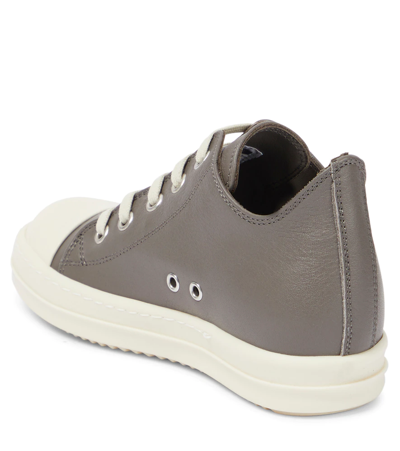 Shop Rick Owens Strobe Leather Sneakers In Dust/milk/milk