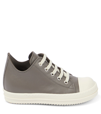 Shop Rick Owens Strobe Leather Sneakers In Dust/milk/milk