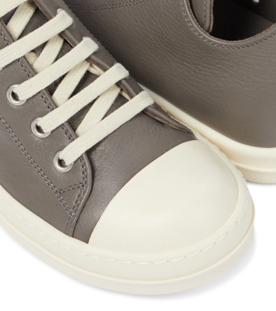 Shop Rick Owens Strobe Leather Sneakers In Dust/milk/milk