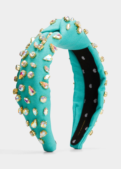 Shop Lele Sadoughi Knotted Candy Jeweled Headband In Turquoise