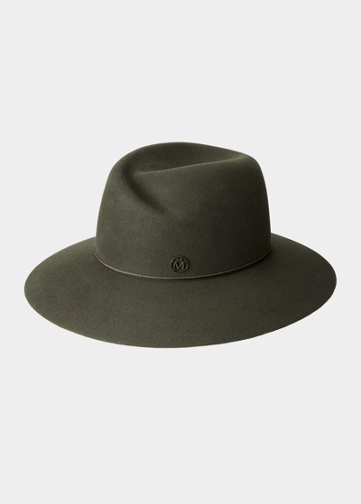 Maison Michel Virginie Wool Felt Fedora Hat In Green Khaki | ModeSens