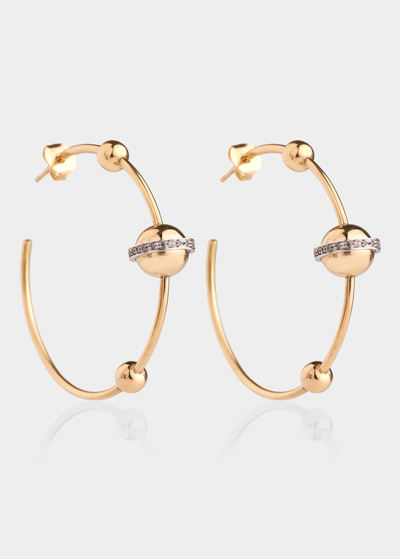 Shop Faraone Mennella 8mm Gold Medium Hoop Earrings With Diamonds In Multi