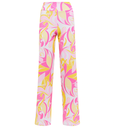 Shop Alexandra Miro Kendal Printed Jersey Pants In Pink Yellow Paisley