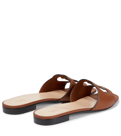 Gucci Flat Sandals Woman Brown In Cuir