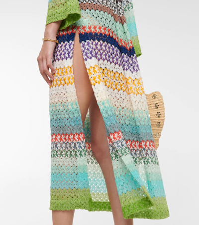 Shop Missoni Zig-zag Knit Kaftan In Green And Turquoise Multicolor