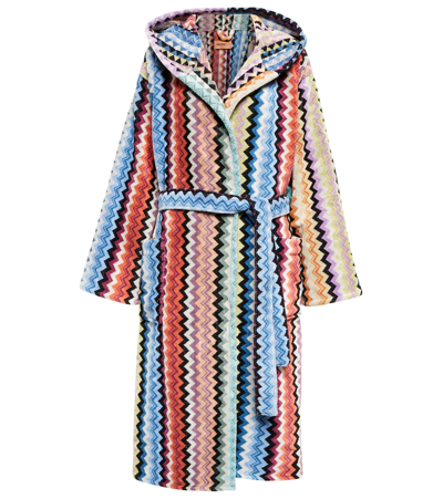 Shop Missoni Adam Hooded Cotton Robe In Multi