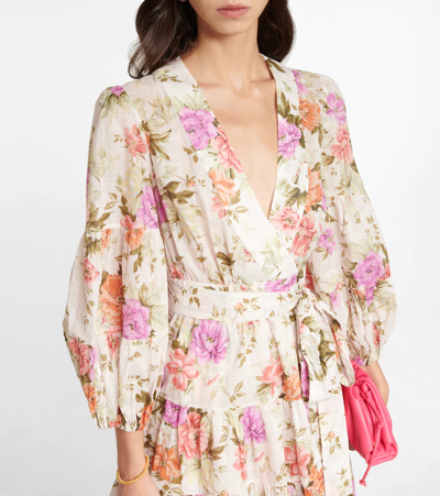 Shop Zimmermann Pattie Floral Cotton Minidress In Cream Floral