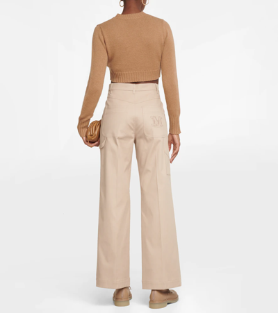 Shop Max Mara Eureka Cropped Cashmere Sweater In Noce