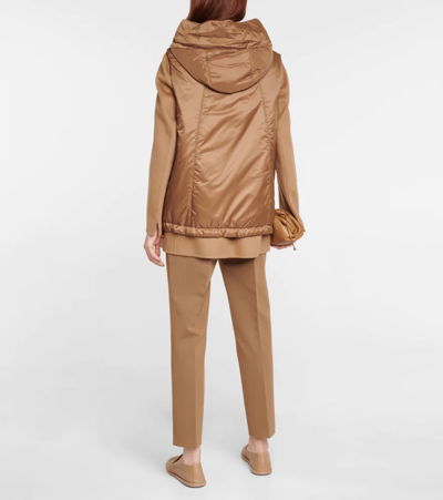 Max Mara Greengo Waterproof Hooded Padded Vest In Caramel
