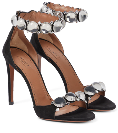 Alaïa La Bombe Stud Ankle-wrap Stiletto Sandals In Noir