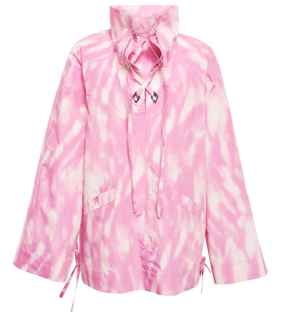 Shop Ganni Printed Jacket In Dreamy Daze Phlox Pink