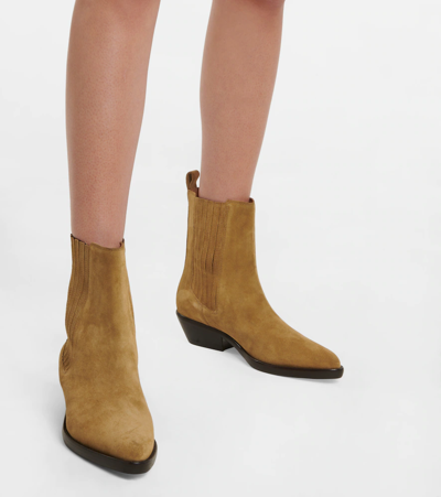 Shop Isabel Marant Delena Suede Ankle Boots In Taupe