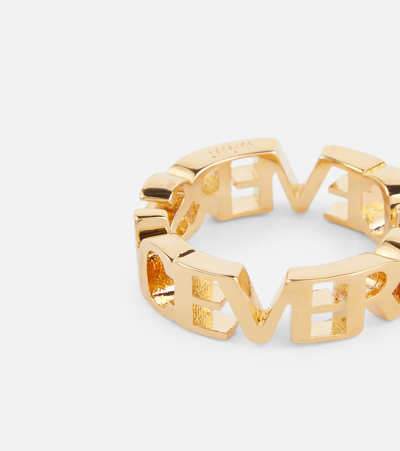 Shop Versace Logo Ring In  Gold