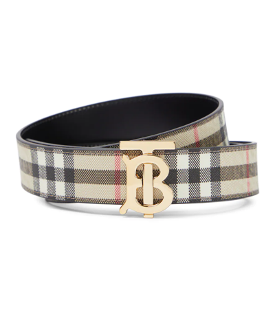 Vintage Check Reversible Belt In Archive Beige