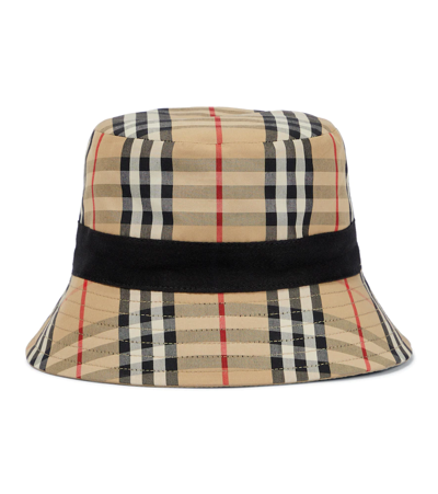 Shop Burberry Belted Cotton Gabardine Bucket Hat In Honey Beige
