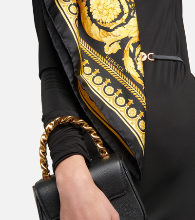 Shop Versace Barocco Silk Scarf In Black+gold