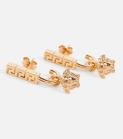 Shop Versace Medusa And Greca Earrings In  Gold