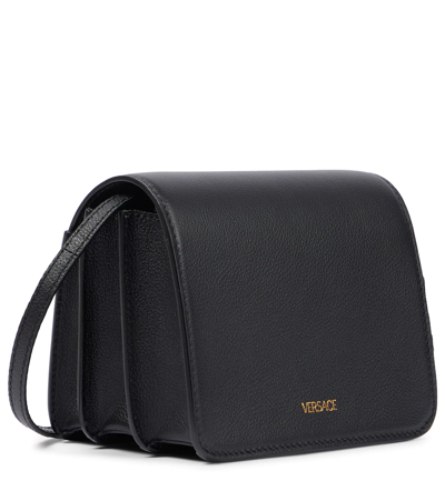 Shop Versace La Medusa Leather Shoulder Bag In Black- Gold