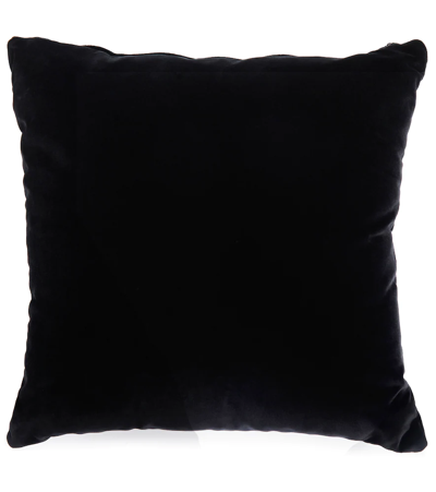 Shop Versace Medusa Embellished Cotton Cushion In Black