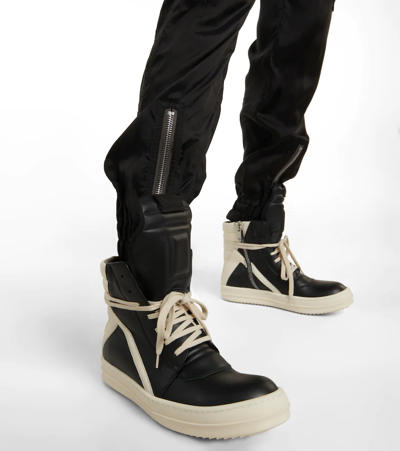 Shop Rick Owens Geobasket Leather High-top Sneakers In Black/milk/milk