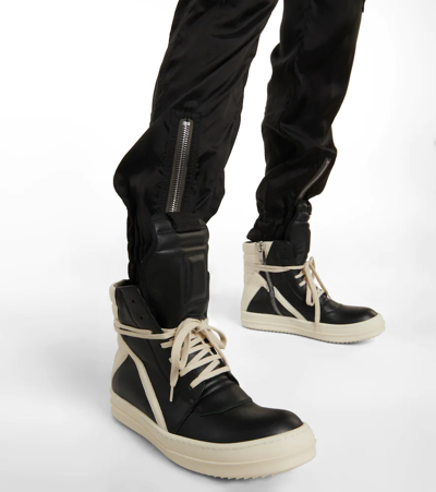 Rick Owens Geobasket Lace-up Leather High-top Trainers In Black/milk/milk