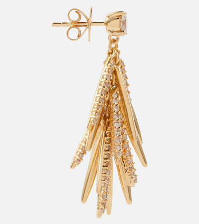 Shop Ileana Makri Grass Sunshine Drop 18kt Gold Earrings With Diamonds In 18k Yellow Gold