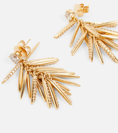 Ileana Makri Grass Sunshine Drop 18kt Gold Earrings With Diamonds In 18k Yellow Gold