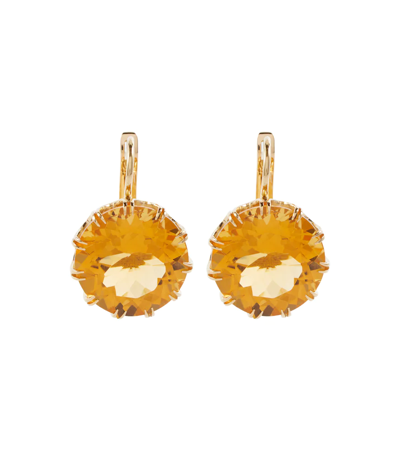 Shop Ileana Makri Crown Medium 18kt Gold Earrings With Citrines In 18k Yellow Gold