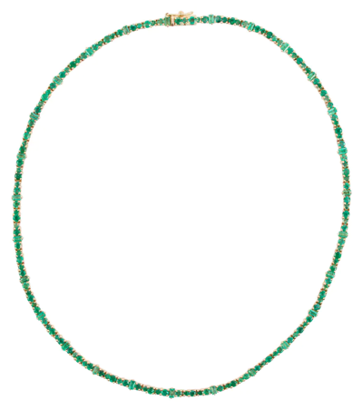 Shop Ileana Makri Rivulet 18kt Gold Necklace With Emeralds In 18k Yellow Gold