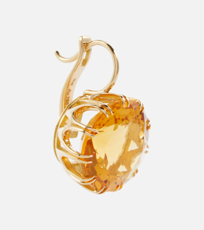 Shop Ileana Makri Crown Medium 18kt Gold Earrings With Citrines In 18k Yellow Gold