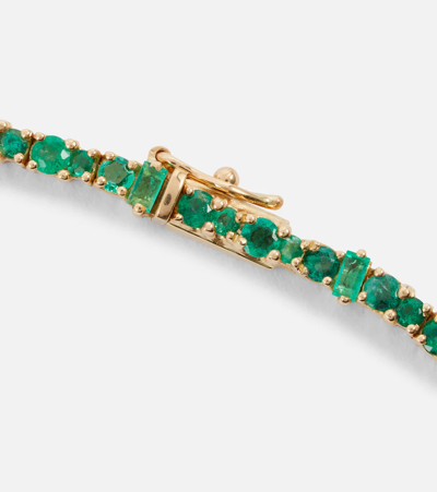 Shop Ileana Makri Rivulet 18kt Gold Necklace With Emeralds In 18k Yellow Gold