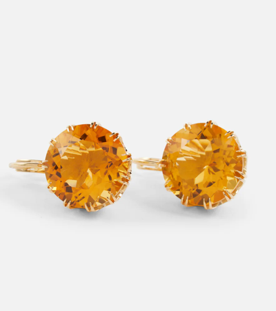 Shop Ileana Makri Crown Medium 18kt Gold Earrings With Citrines In 18k Yellow Gold